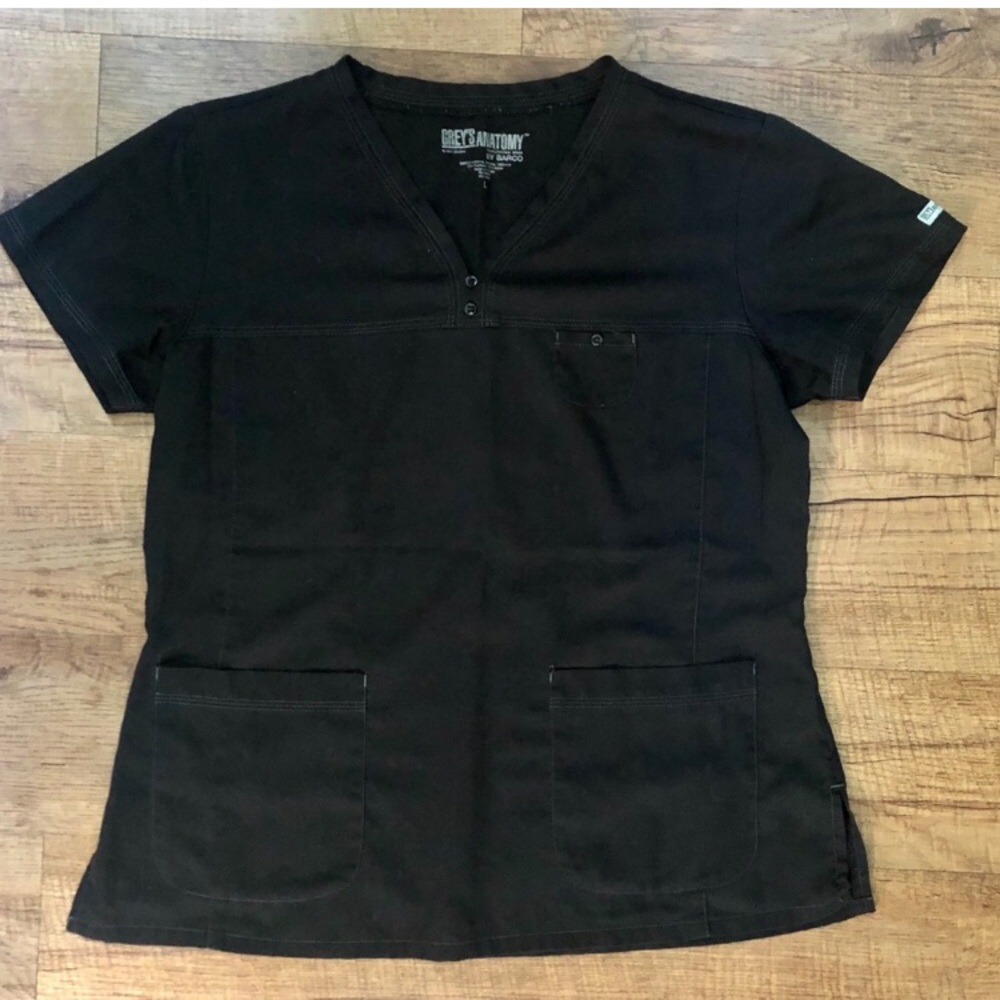 GREY’S ANATOMY Medical Uniform Scrub Top - Black, Large